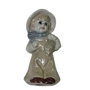 Vintage Figurine Country Boy Holding Harvest  Figurine Hand Painted Porcelain u